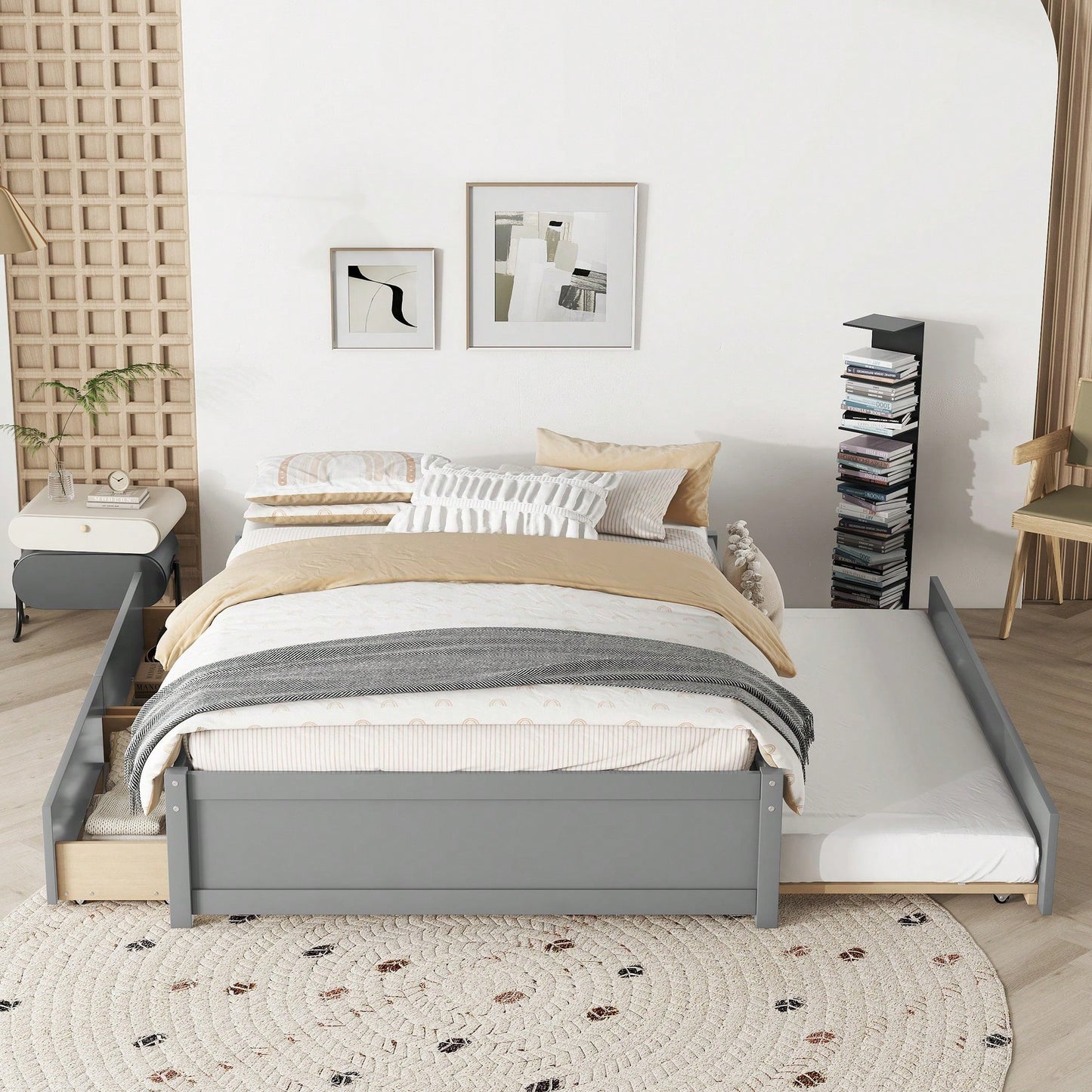 Espresso Full Bed With Twin Trundle And Dual Storage Drawers