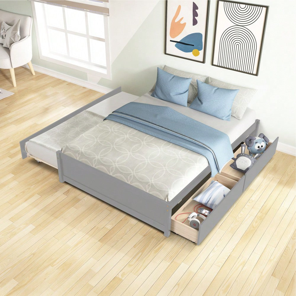 Espresso Full Bed With Twin Trundle And Dual Storage Drawers
