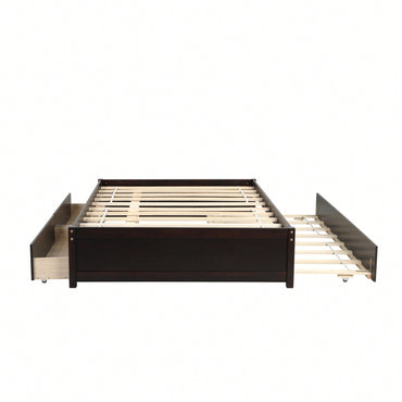 Espresso Full Bed With Twin Trundle And Dual Storage Drawers
