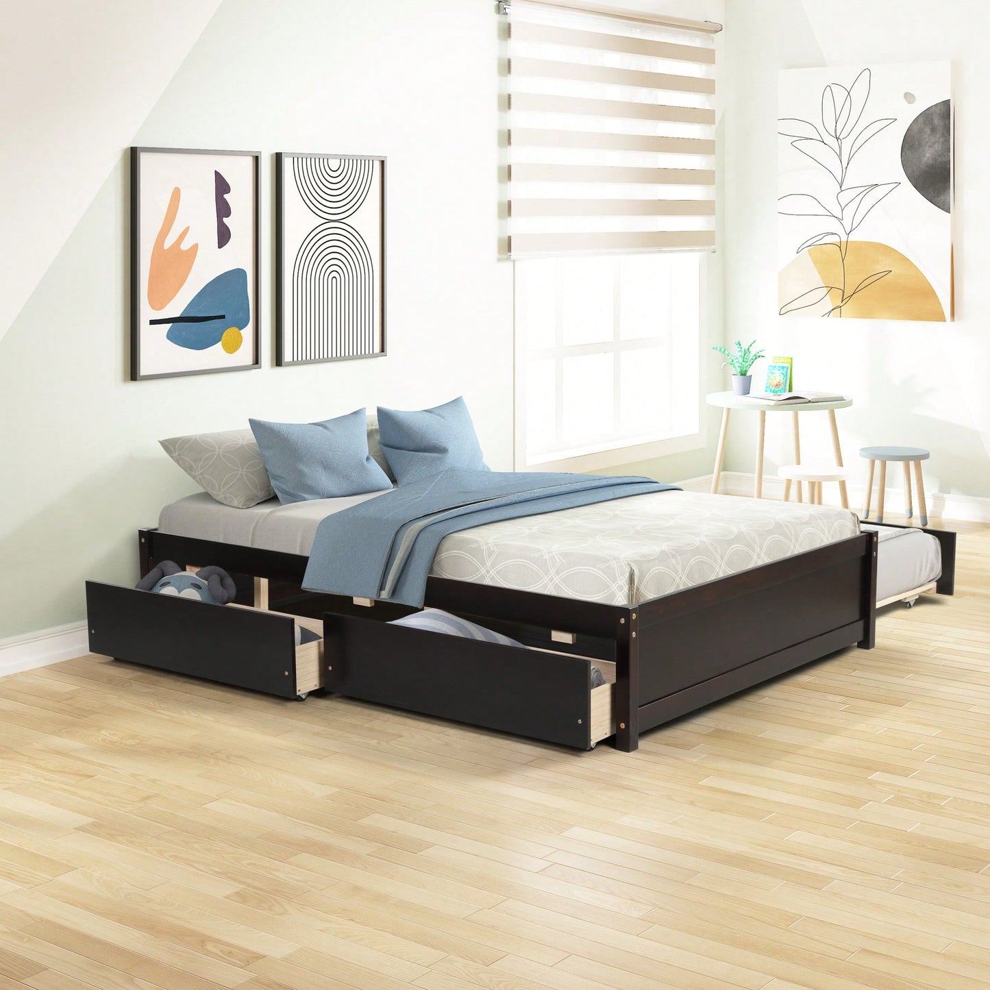 Espresso Full Bed With Twin Trundle And Dual Storage Drawers