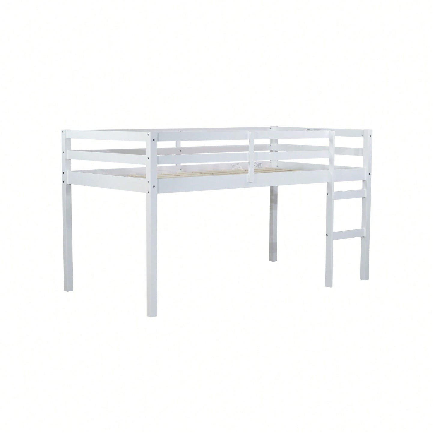Solid Wood Twin Loft Bed With Ladder And Reinforced Slats In Grey Finish