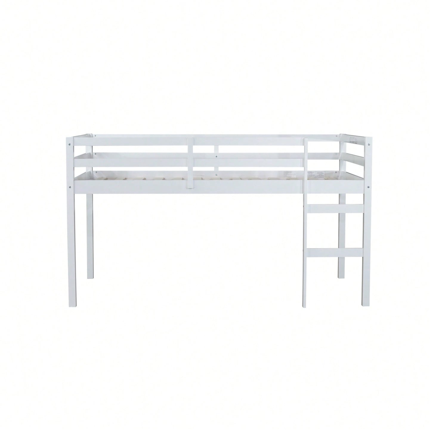 Solid Wood Twin Loft Bed With Ladder And Reinforced Slats In Grey Finish