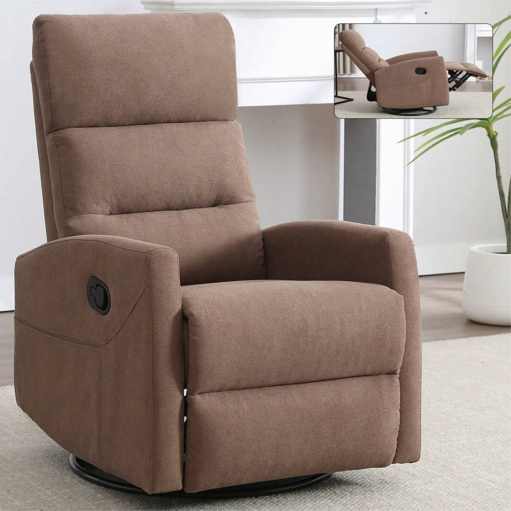 Fabric Manual Recliner Chair With Rocker And Swivel For Living Room Comfort Yellow