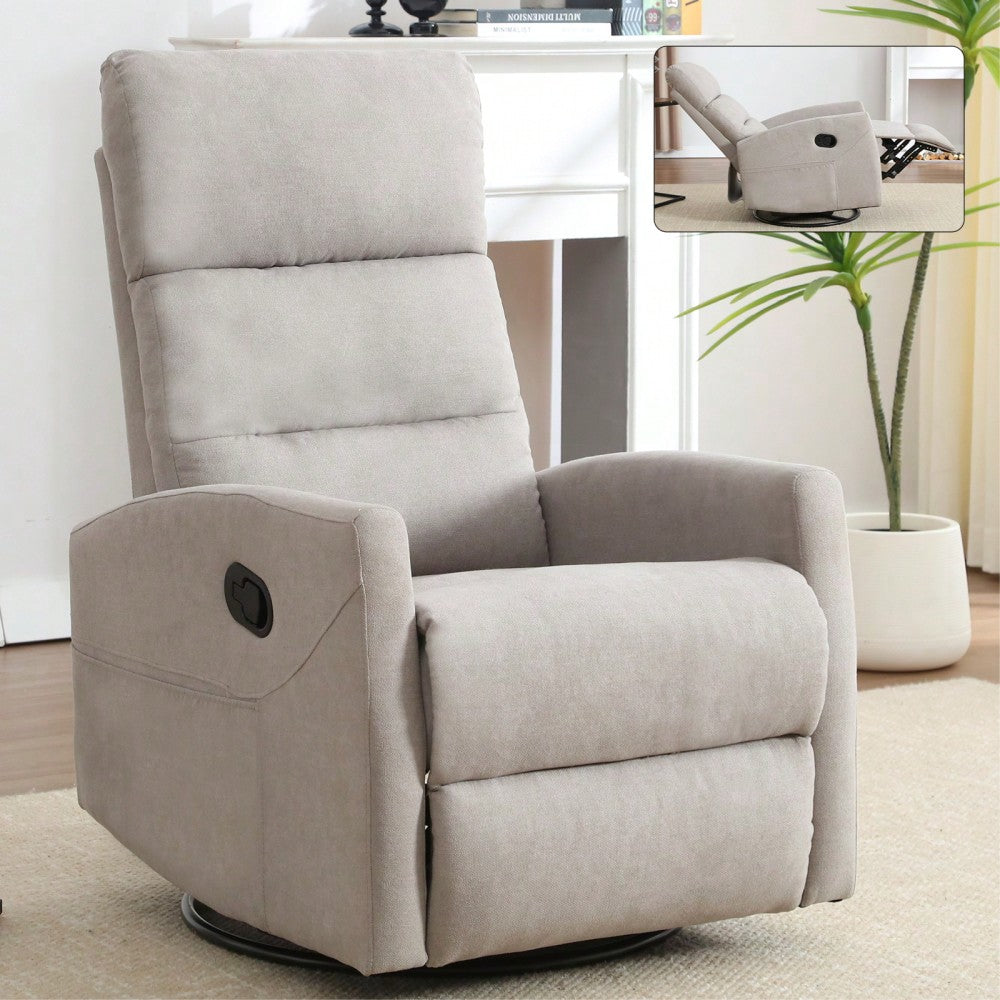 Fabric Manual Recliner Chair With Rocker And Swivel For Living Room Comfort Yellow
