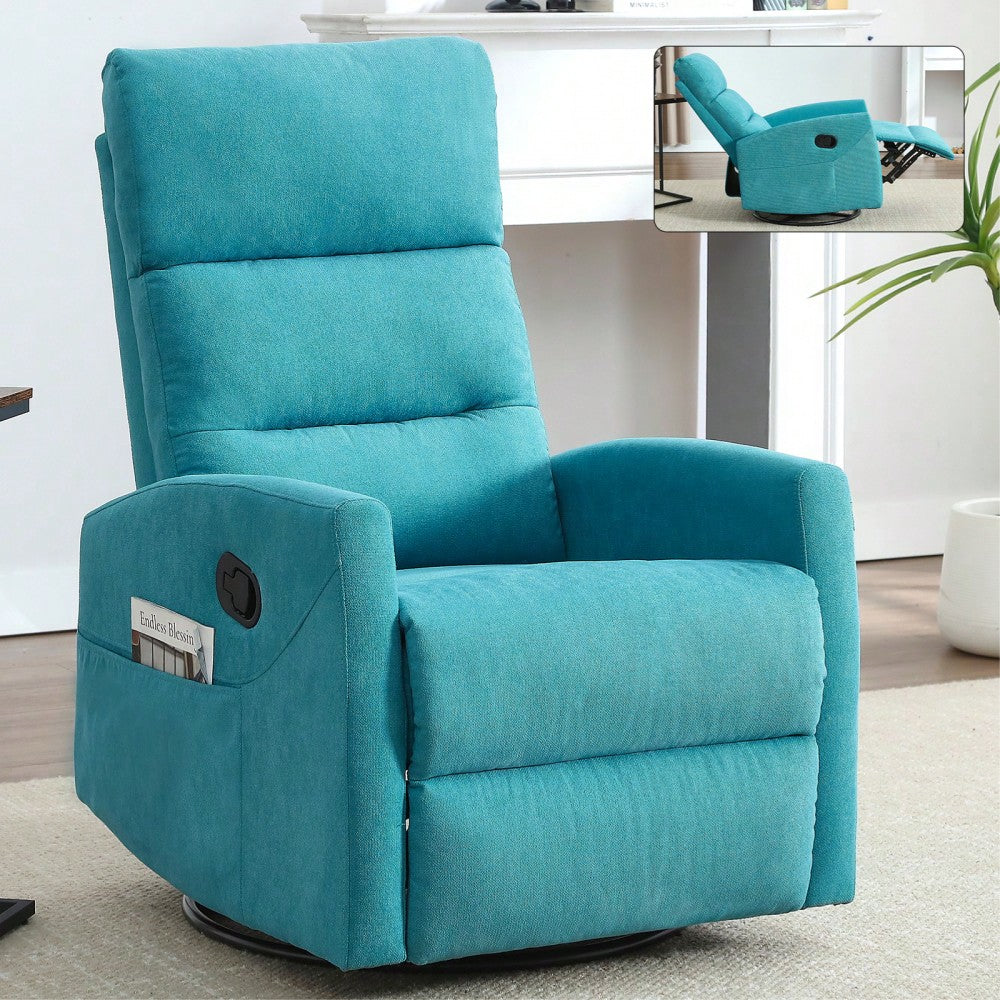Fabric Manual Recliner Chair With Rocker And Swivel For Living Room Comfort Yellow