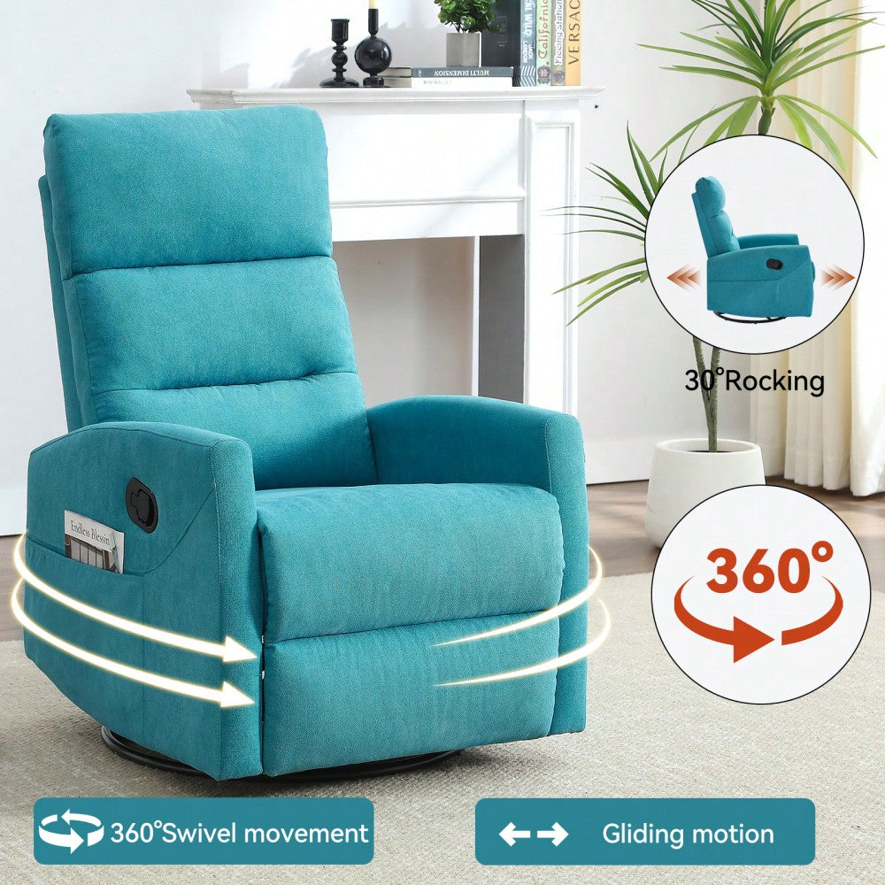 Fabric Manual Recliner Chair With Rocker And Swivel For Living Room Comfort Yellow