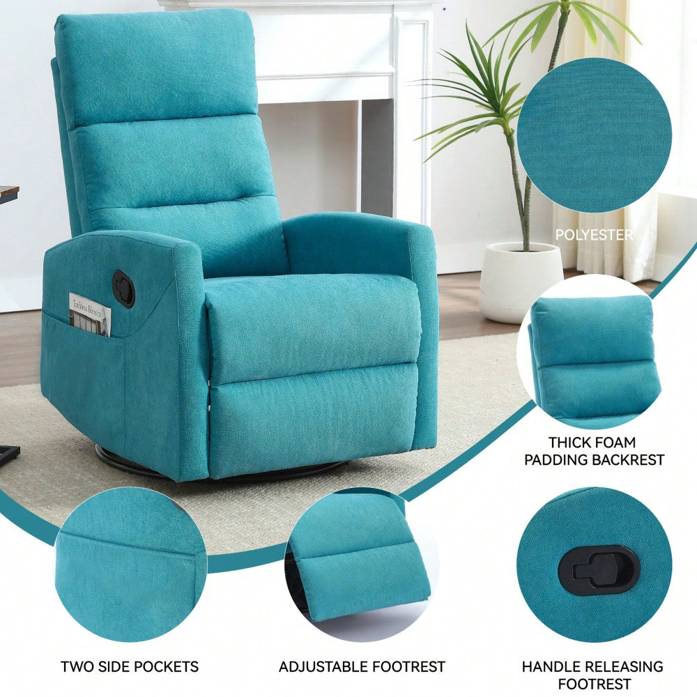 Fabric Manual Recliner Chair With Rocker And Swivel For Living Room Comfort Yellow