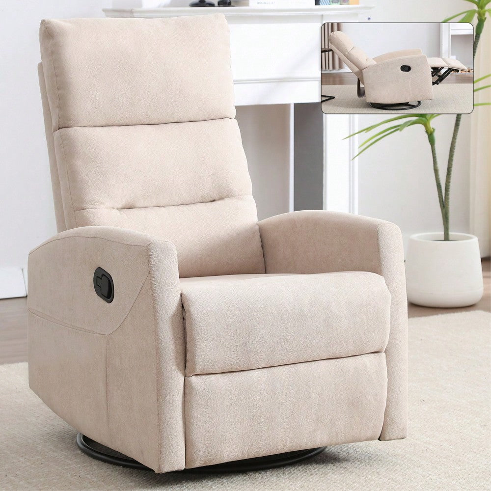 Fabric Manual Recliner Chair With Rocker And Swivel For Living Room Comfort Yellow