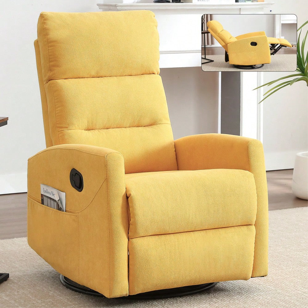 Fabric Manual Recliner Chair With Rocker And Swivel For Living Room Comfort Yellow