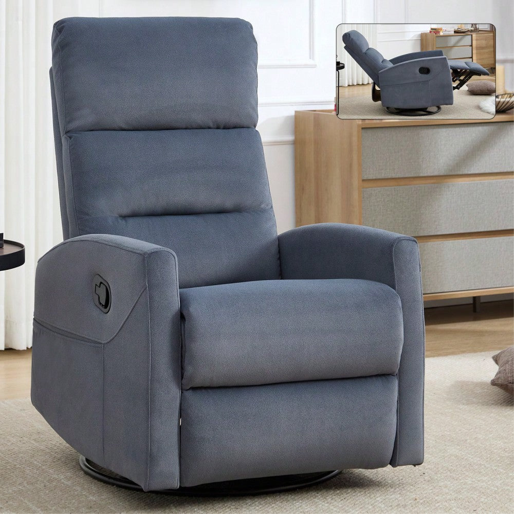 Fabric Manual Recliner Chair With Rocker And Swivel For Living Room Comfort Yellow