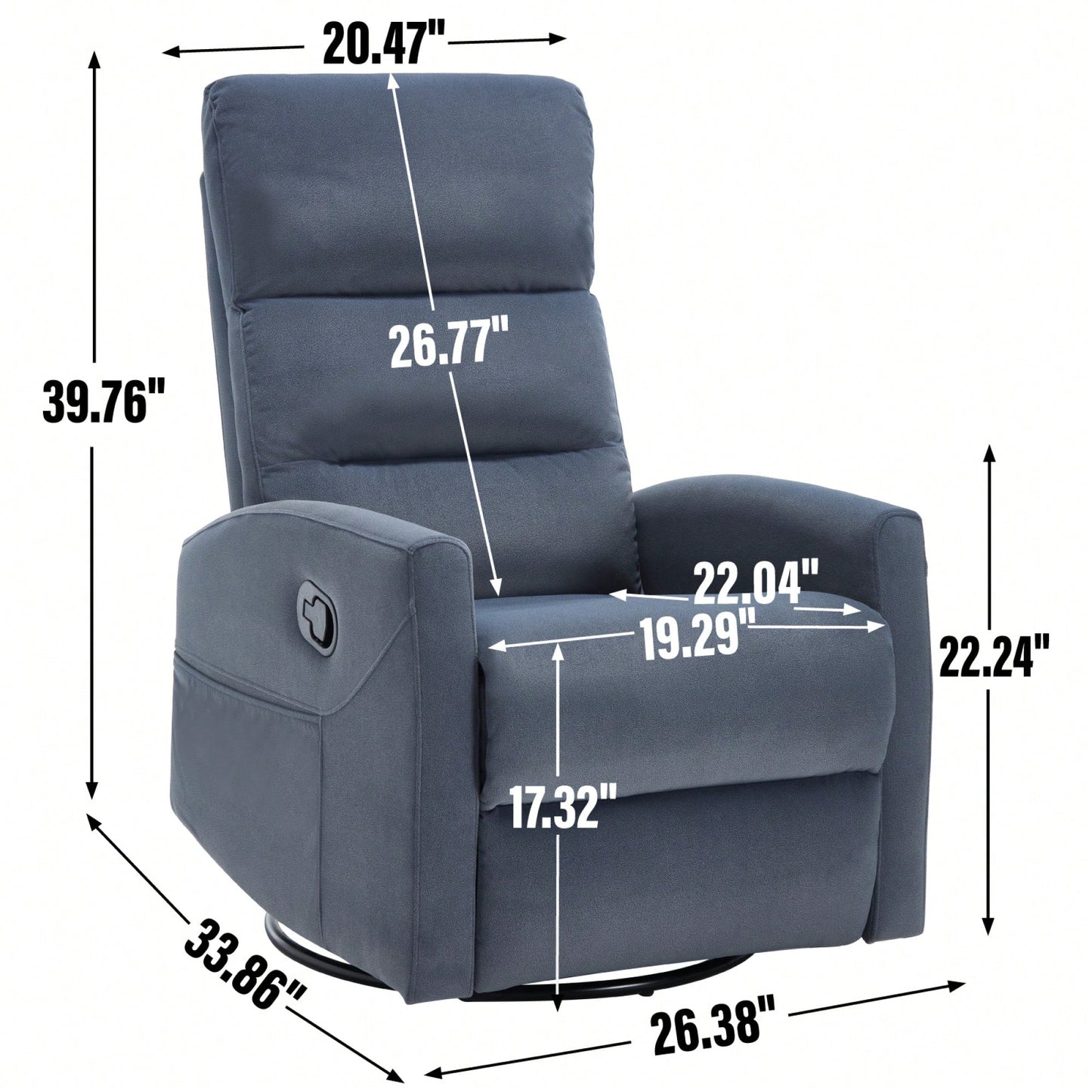 Fabric Manual Recliner Chair With Rocker And Swivel For Living Room Comfort Yellow