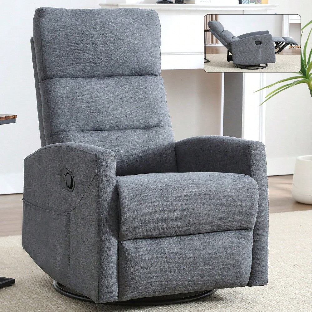 Fabric Manual Recliner Chair With Rocker And Swivel For Living Room Comfort Yellow