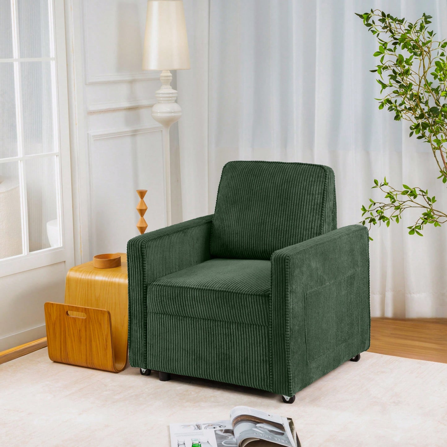 Corduroy Retractable 3 Seater Sofa For Small Spaces Easy Assembly Flexible Design Ideal For Living Rooms And Apartments Cream White