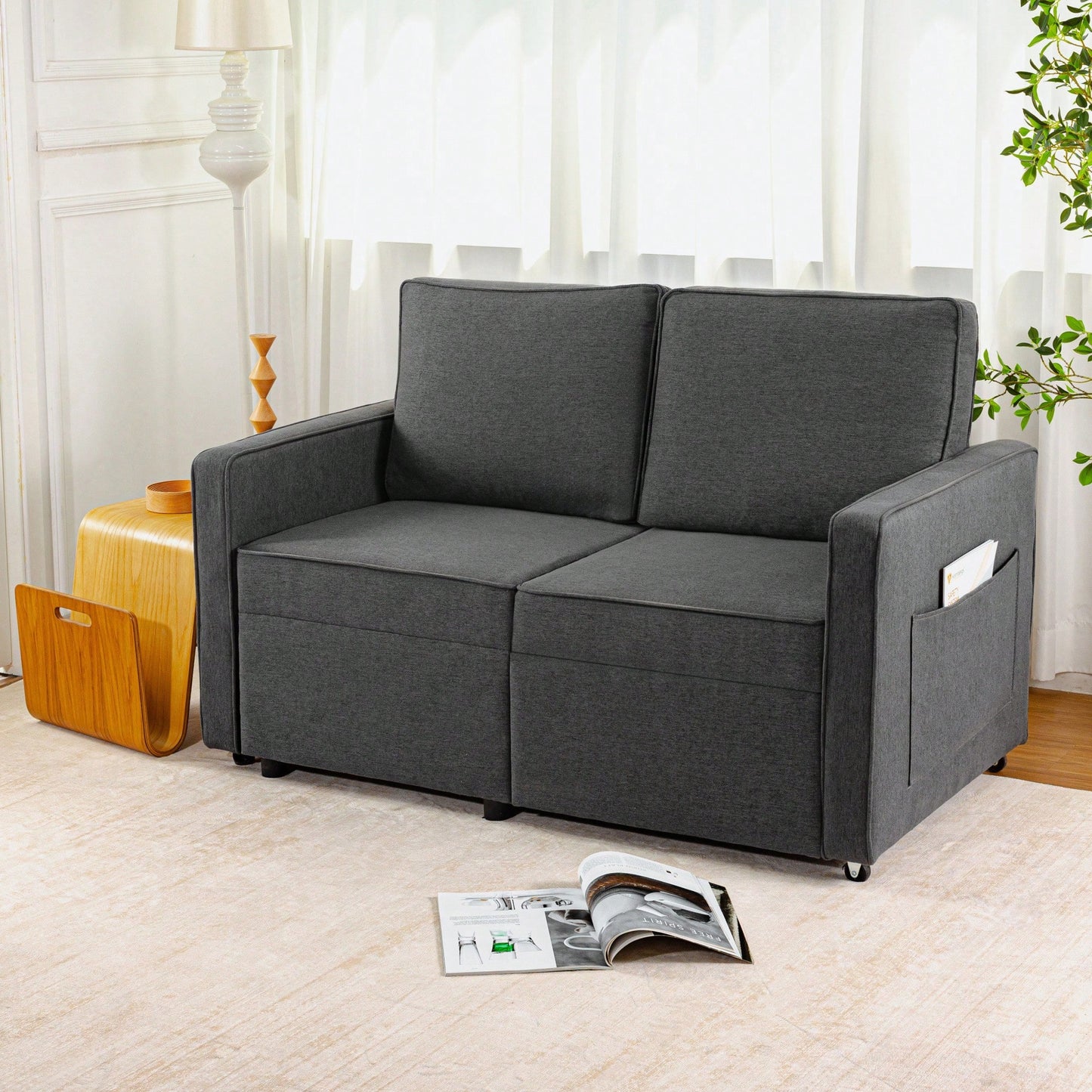 Corduroy Retractable 3 Seater Sofa For Small Spaces Easy Assembly Flexible Design Ideal For Living Rooms And Apartments Cream White