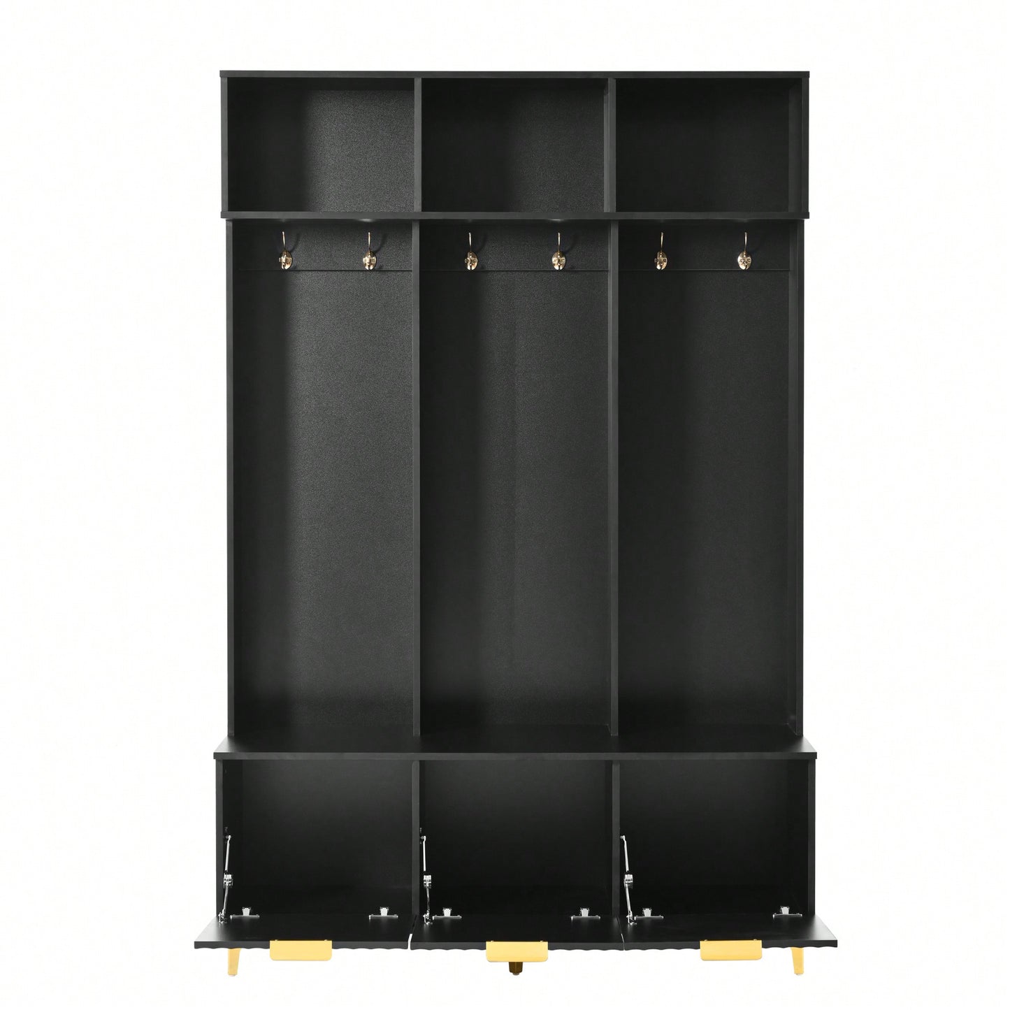 Modern Multi-Functional Storage Bench With High Gloss Fluted Doors And Luxurious Coat Rack For Entryway And Living Room In White