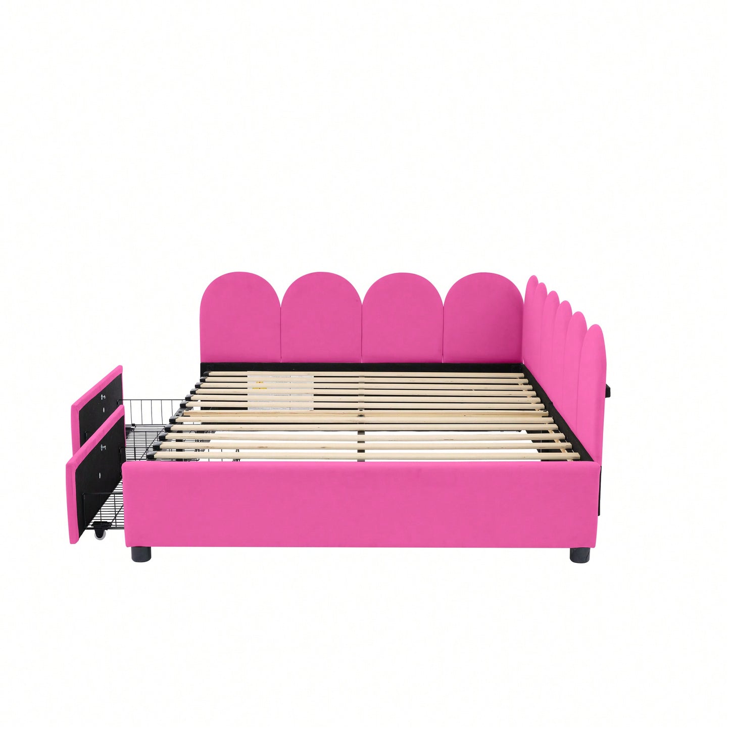 Elegant Full Size Upholstered Daybed With Storage Drawers Velvet Sofabed And Soft Fabric Headboard No Box Spring Required Beige
