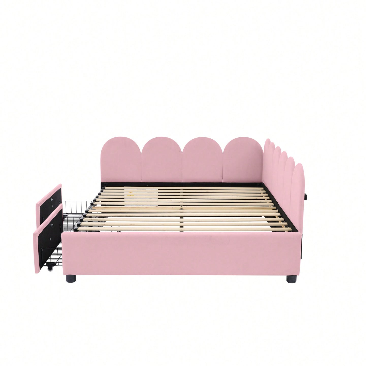 Elegant Full Size Upholstered Daybed With Storage Drawers Velvet Sofabed And Soft Fabric Headboard No Box Spring Required Beige