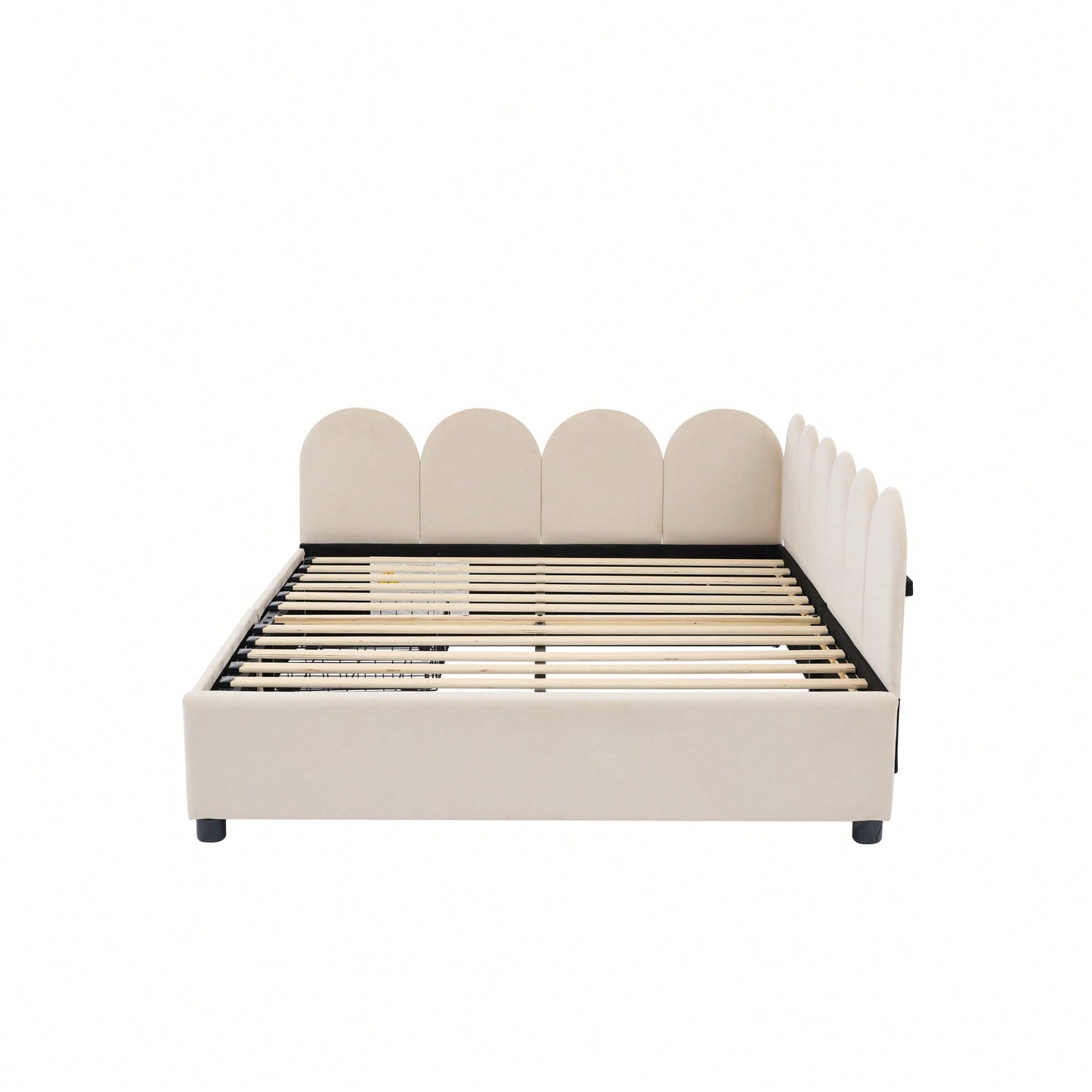Elegant Full Size Upholstered Daybed With Storage Drawers Velvet Sofabed And Soft Fabric Headboard No Box Spring Required Beige
