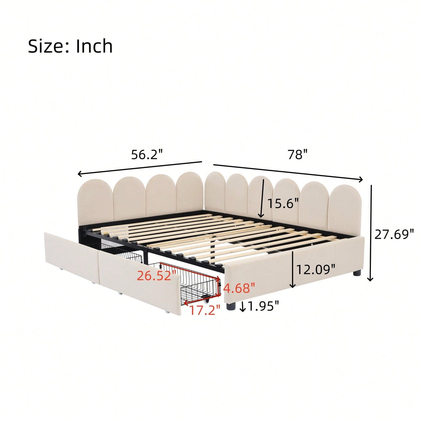 Elegant Full Size Upholstered Daybed With Storage Drawers Velvet Sofabed And Soft Fabric Headboard No Box Spring Required Beige