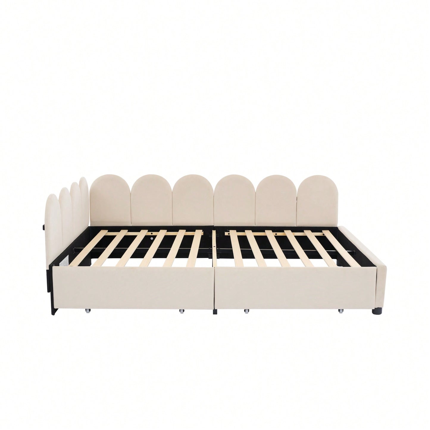 Elegant Full Size Upholstered Daybed With Storage Drawers Velvet Sofabed And Soft Fabric Headboard No Box Spring Required Beige