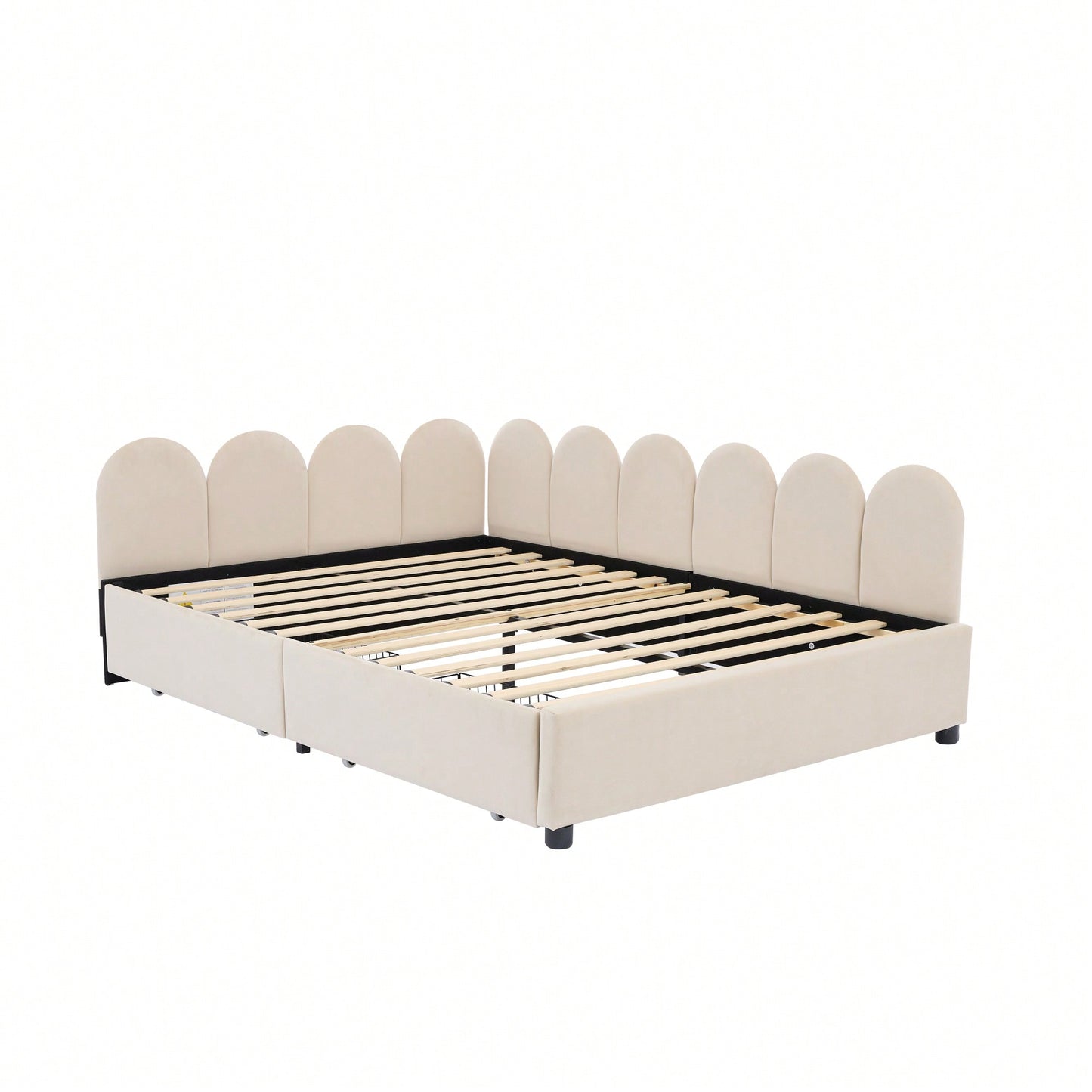 Elegant Full Size Upholstered Daybed With Storage Drawers Velvet Sofabed And Soft Fabric Headboard No Box Spring Required Beige