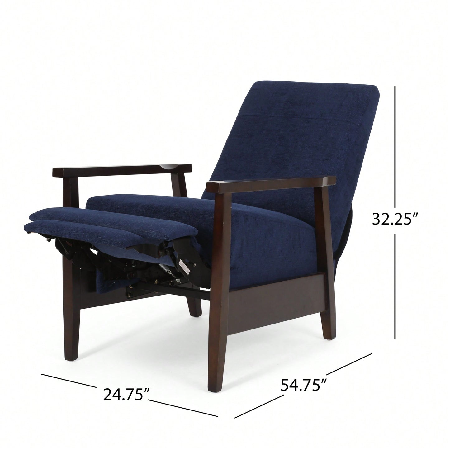 24.75 Inch Wide Wooden Handcrafted Manual Club Recliner Chair For Cozy Relaxation