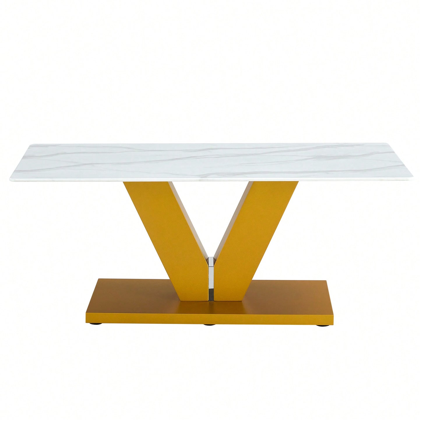 Modern Minimalist Tempered Glass Coffee Table With Sticker Design And Golden MDF Pillars For Living And Dining Rooms
