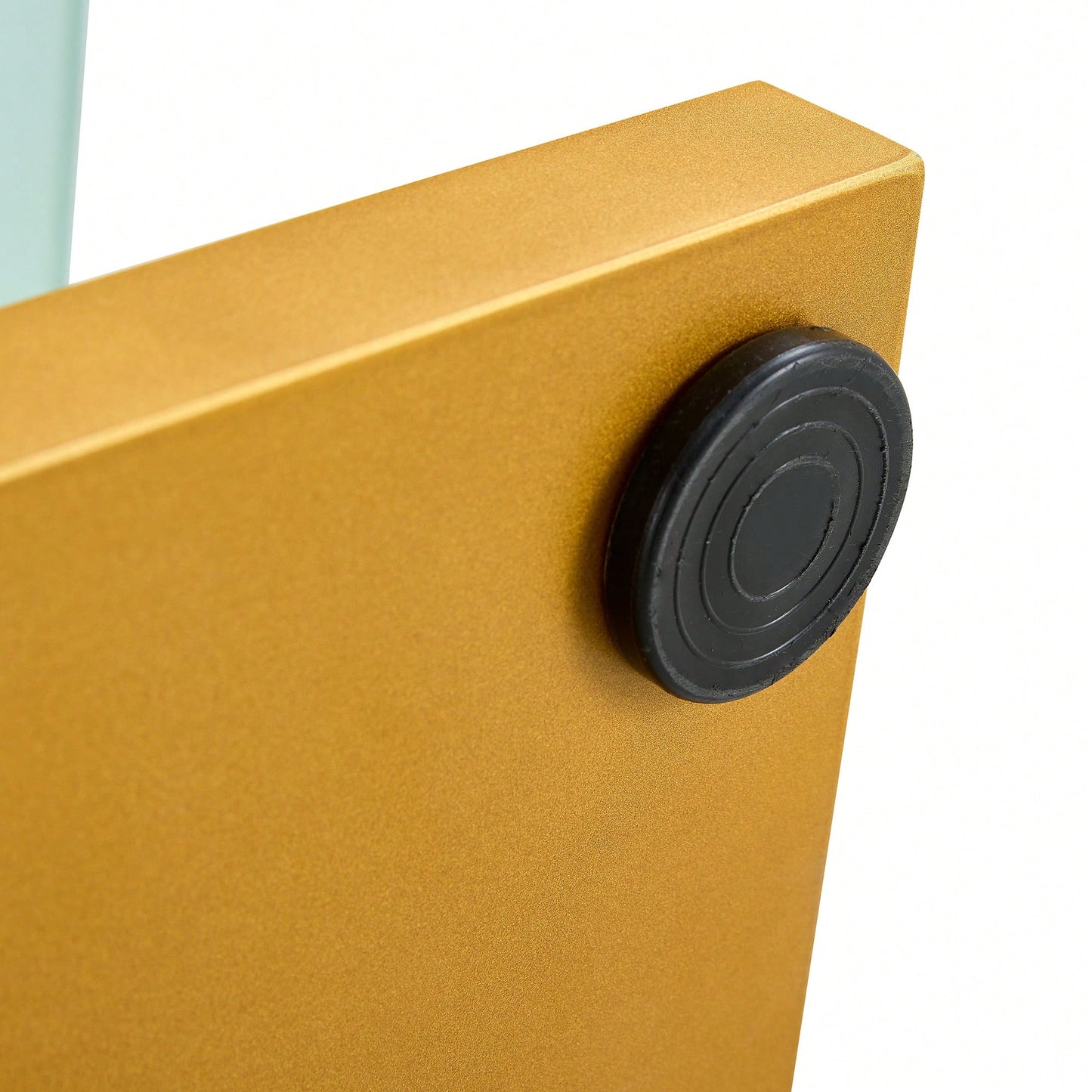 Modern Minimalist Tempered Glass Coffee Table With Sticker Design And Golden MDF Pillars For Living And Dining Rooms