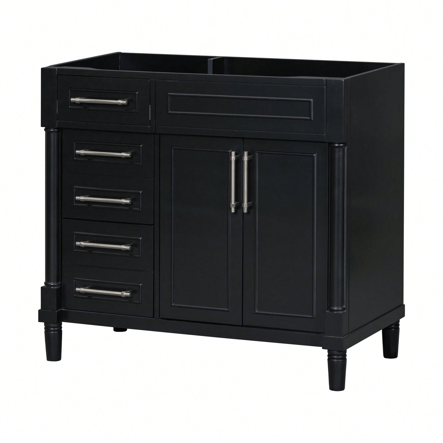 36 Inch Freestanding Bathroom Vanity Cabinet Solid Wood Frame With 2 Drawers And Tip-Out Drawer Height Adjustable Shelf No Sink Included
