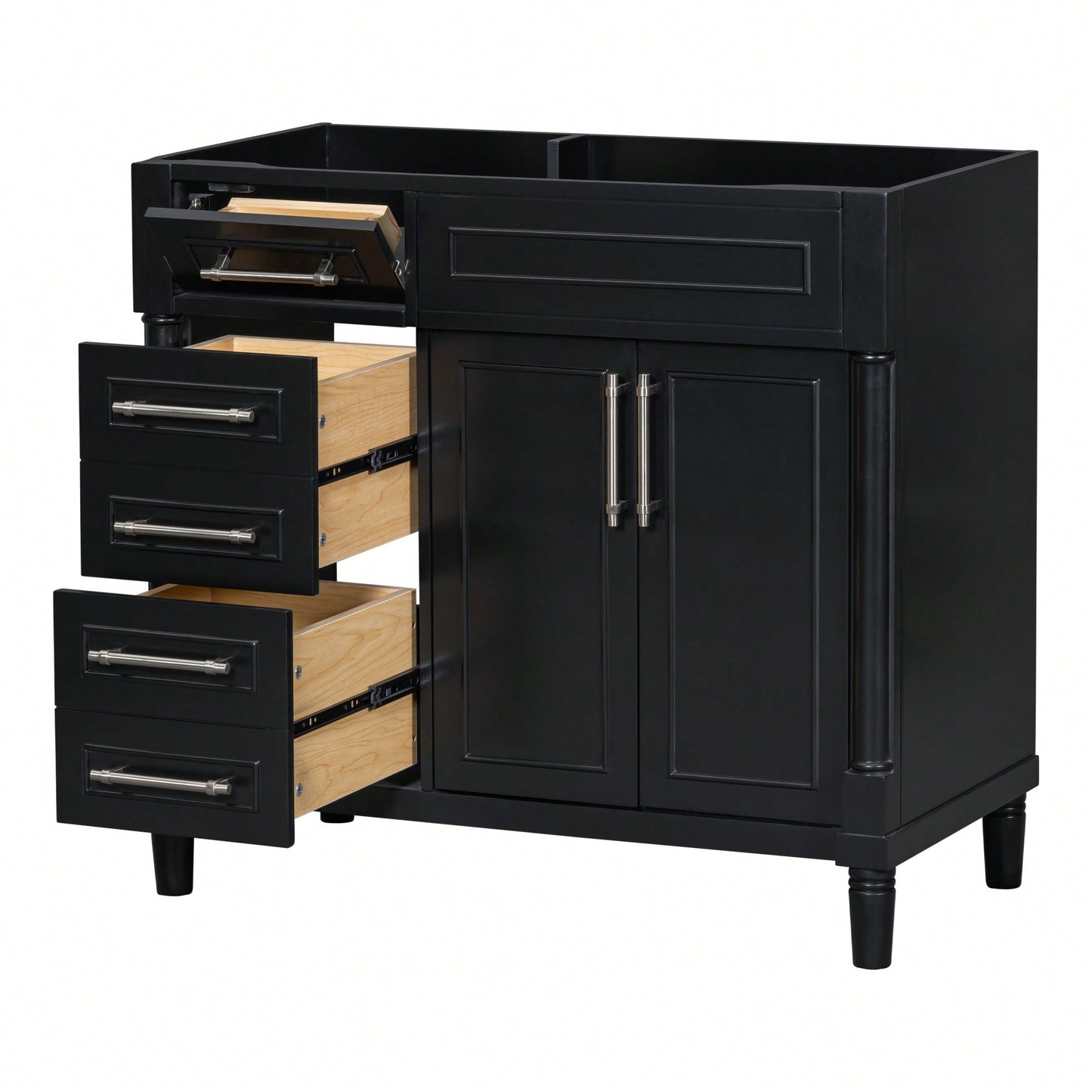 36 Inch Freestanding Bathroom Vanity Cabinet Solid Wood Frame With 2 Drawers And Tip-Out Drawer Height Adjustable Shelf No Sink Included