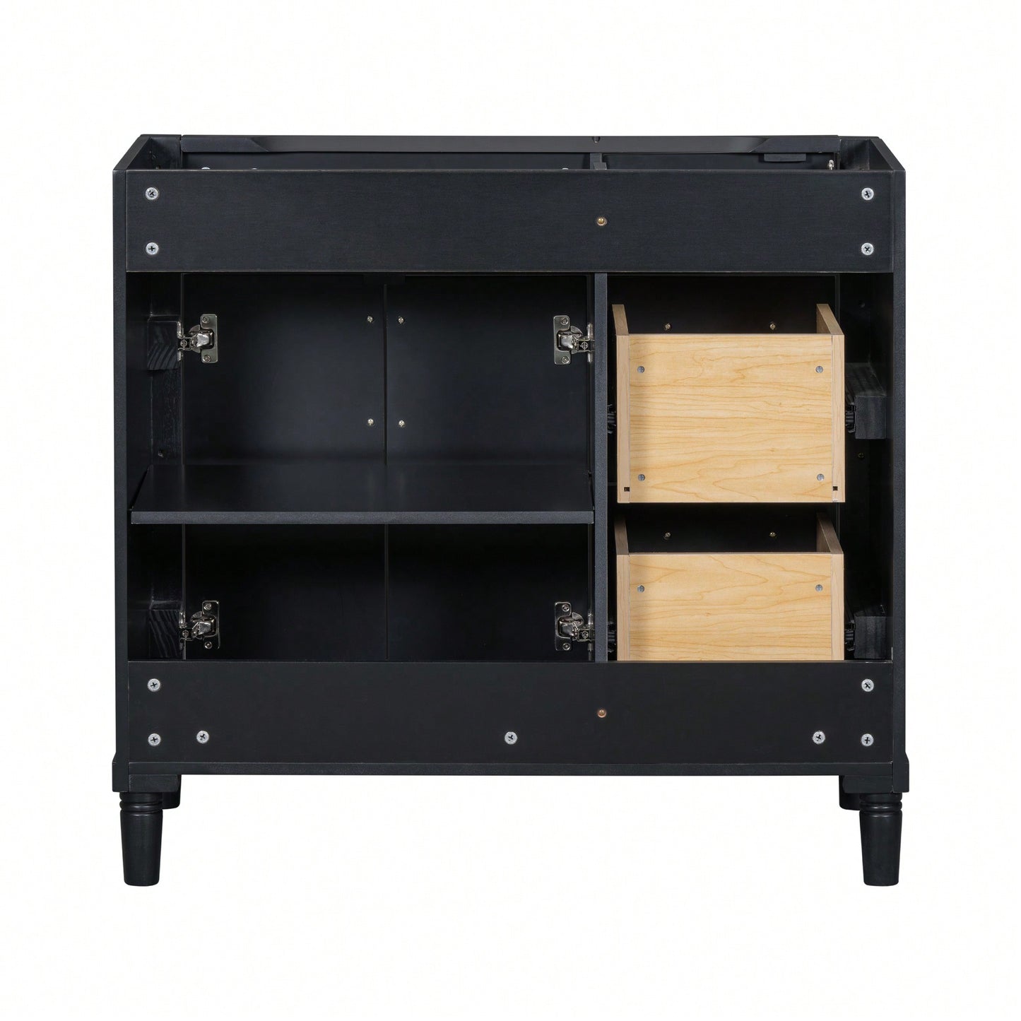 36 Inch Freestanding Bathroom Vanity Cabinet Solid Wood Frame With 2 Drawers And Tip-Out Drawer Height Adjustable Shelf No Sink Included