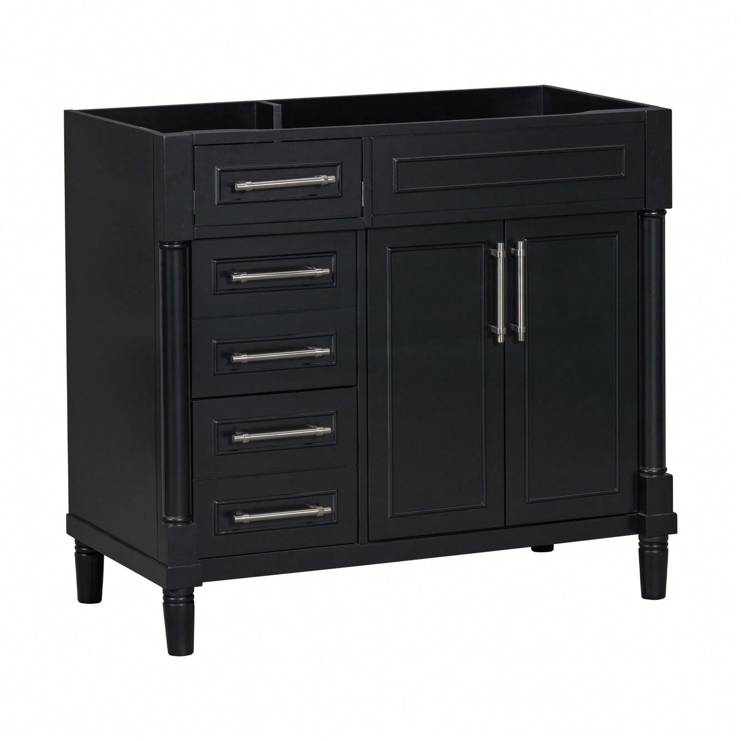 36 Inch Freestanding Bathroom Vanity Cabinet Solid Wood Frame With 2 Drawers And Tip-Out Drawer Height Adjustable Shelf No Sink Included