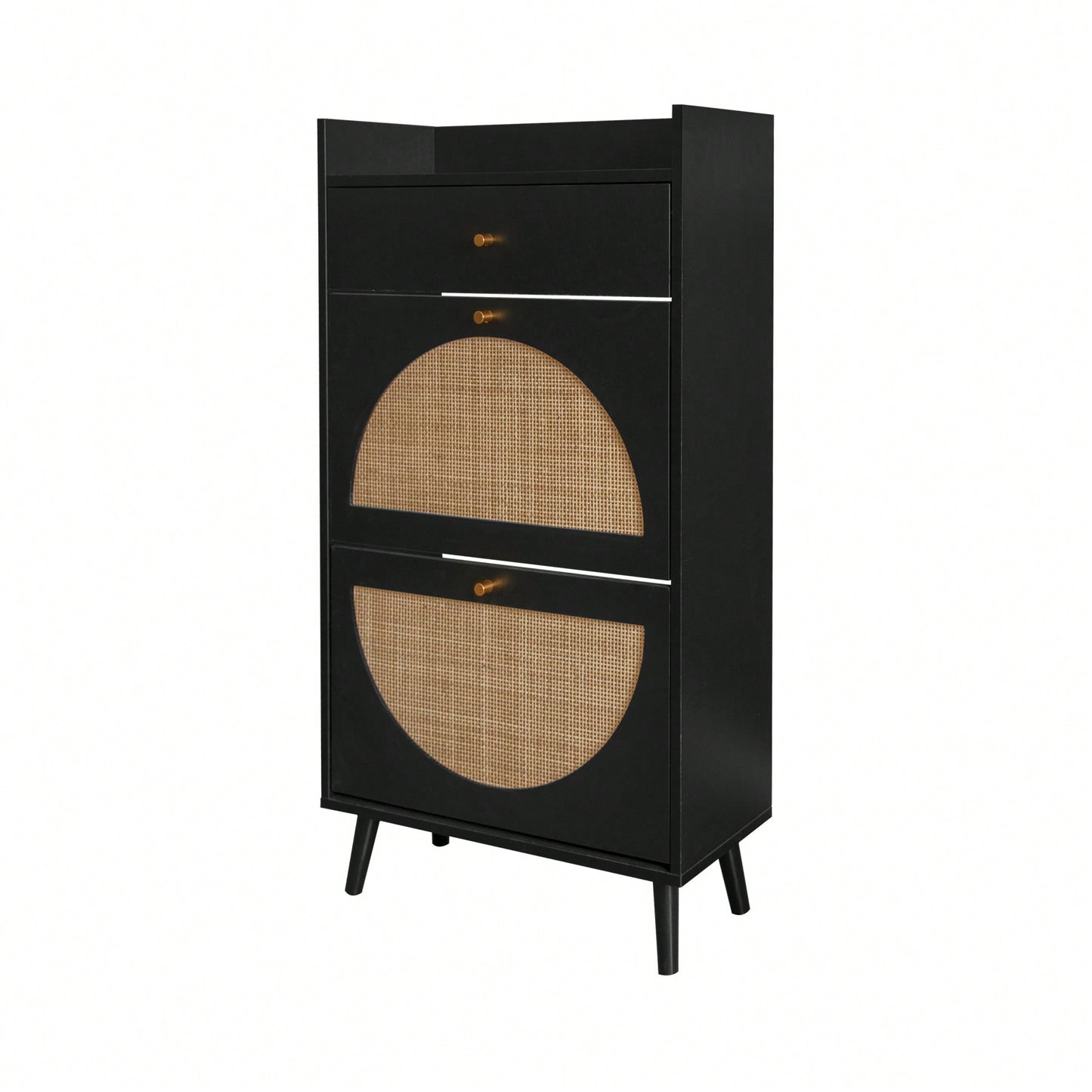 Stylish Double Layer Shoe Rack With 2 Doors And 1 Drawer For Entryway Organization