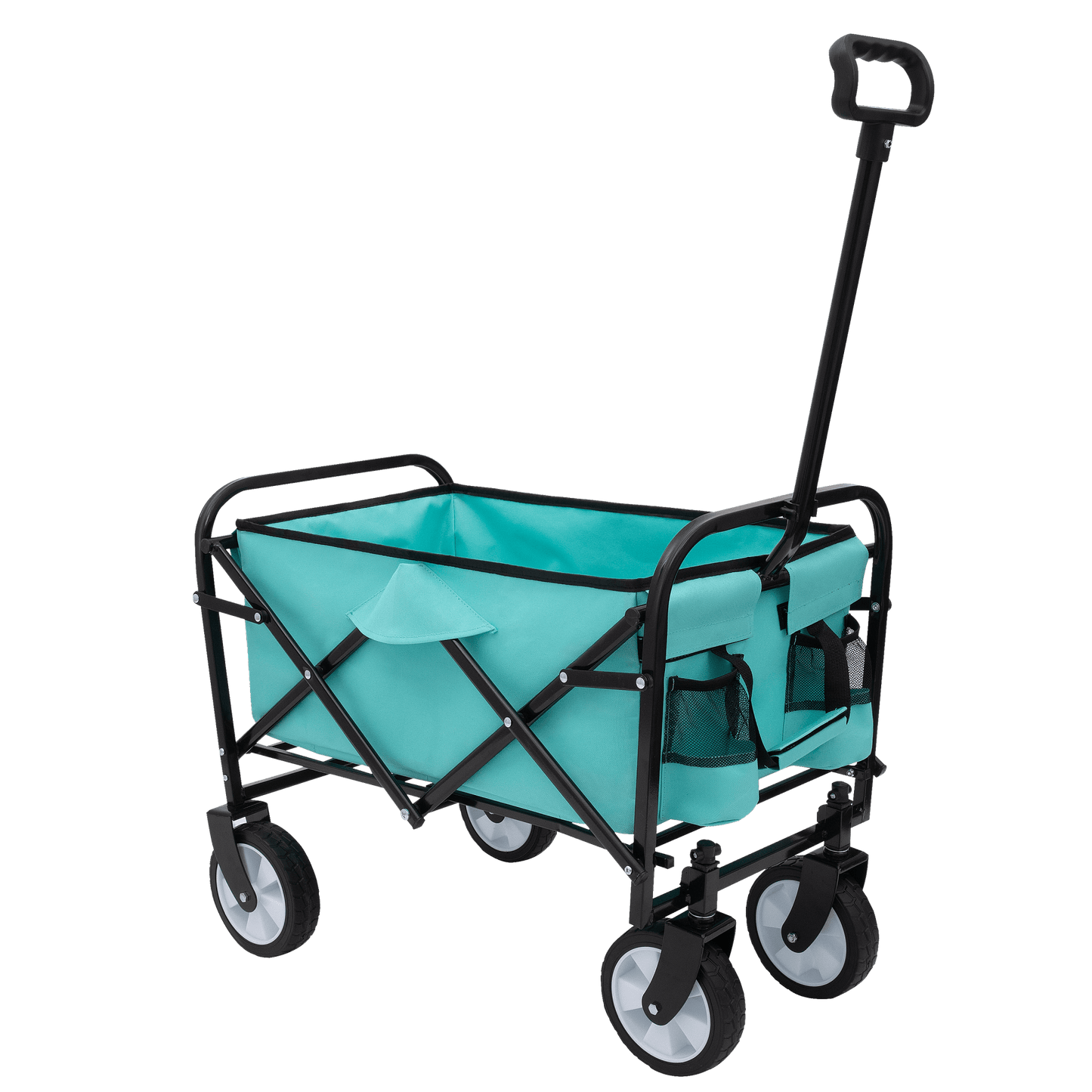 Collapsible Foldable Utility Wagon Cart With Strapping System For Beach Camping Shopping Gardening Fishing Supports 225lbs All-Terrain Wheels Blue