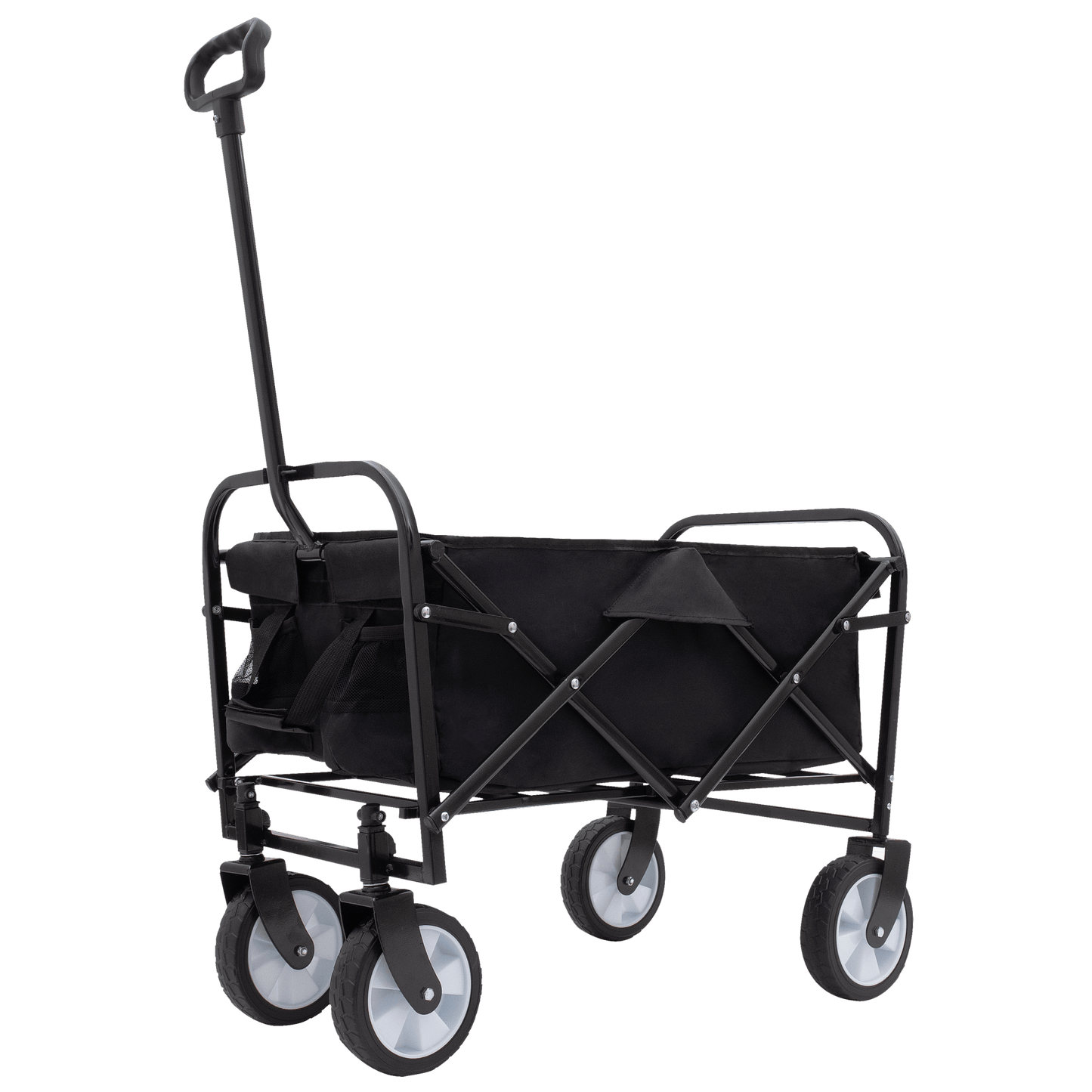 Collapsible Foldable Utility Wagon Cart With Strapping System For Beach Camping Shopping Gardening Fishing Supports 225lbs All-Terrain Wheels Blue