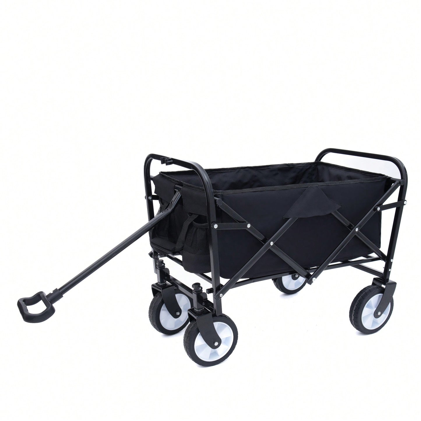 Collapsible Foldable Utility Wagon Cart With Strapping System For Beach Camping Shopping Gardening Fishing Supports 225lbs All-Terrain Wheels Blue