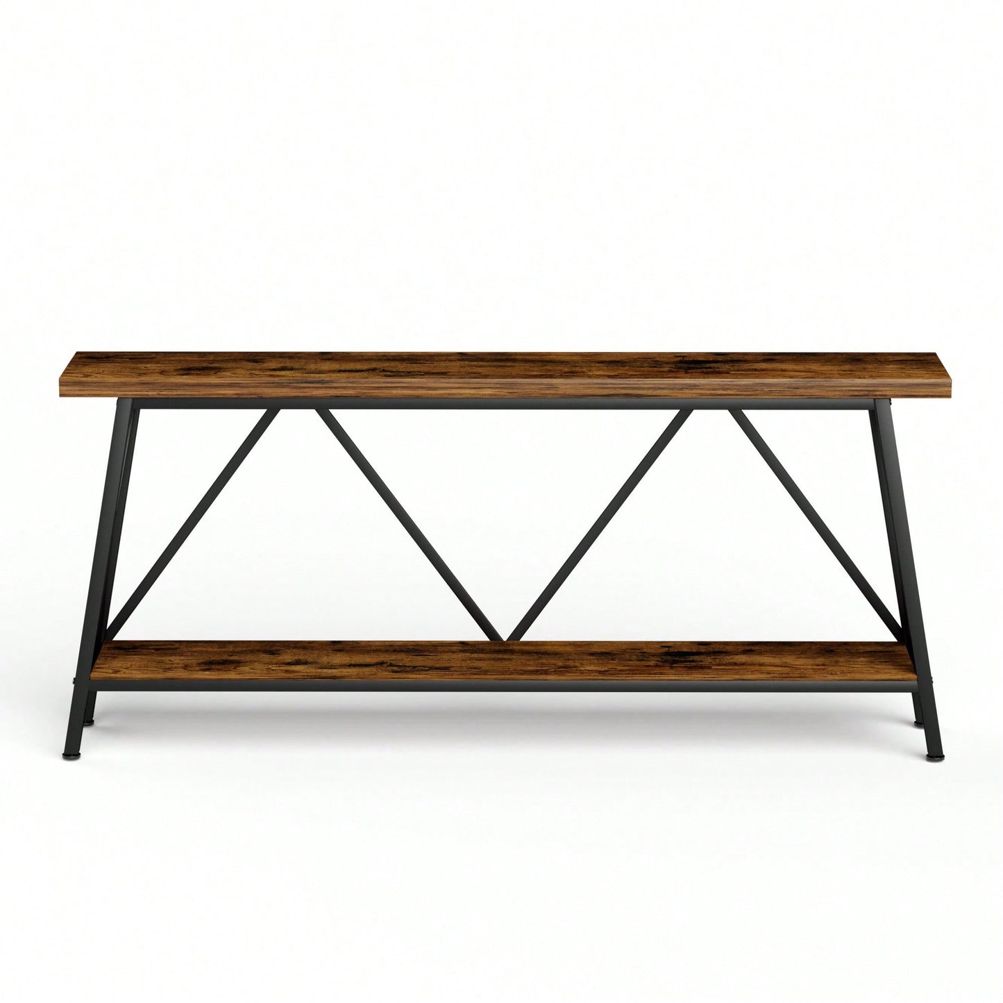 Extra Long 70.9 Inch Rustic Gray Console Table With 2 Tier Storage Shelves For Hallways Living Rooms And Entryways