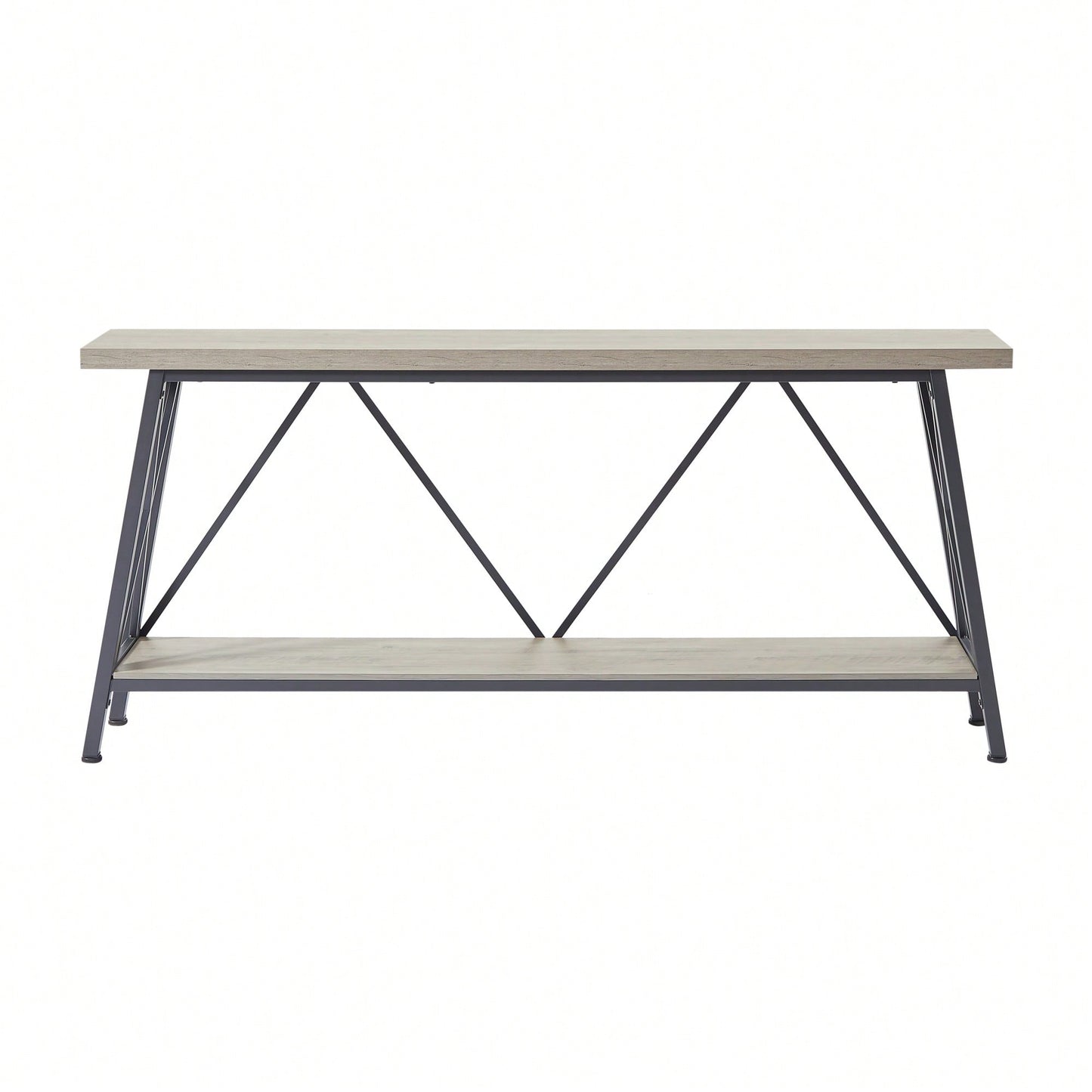 Extra Long 70.9 Inch Rustic Gray Console Table With 2 Tier Storage Shelves For Hallways Living Rooms And Entryways
