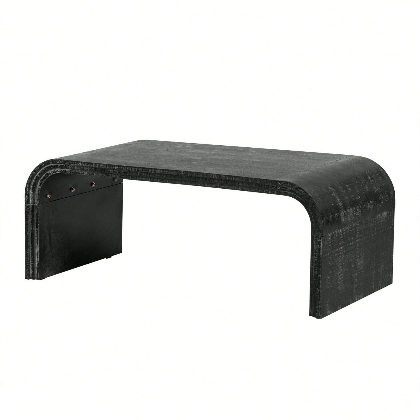 Curved Art Deco Minimalist Coffee Table For Living Room Or Dining Room Antique Black Finish