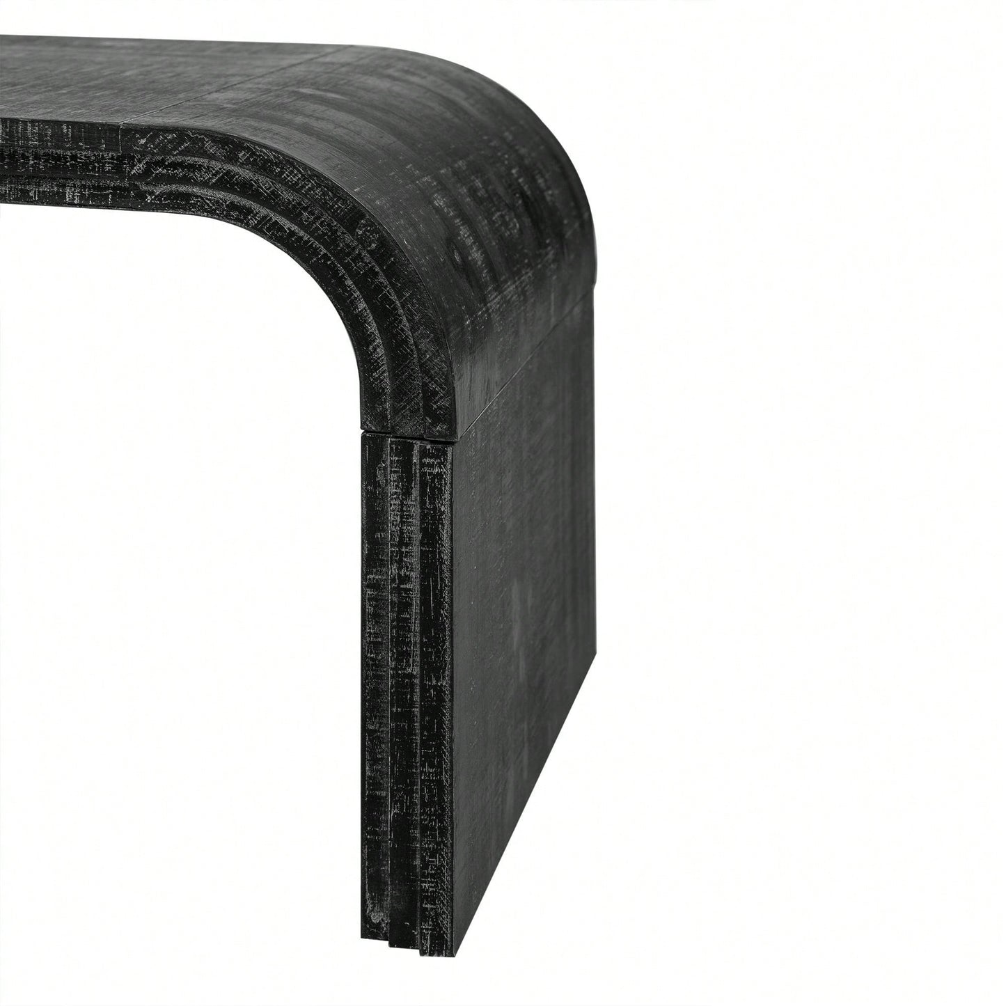 Curved Art Deco Minimalist Coffee Table For Living Room Or Dining Room Antique Black Finish