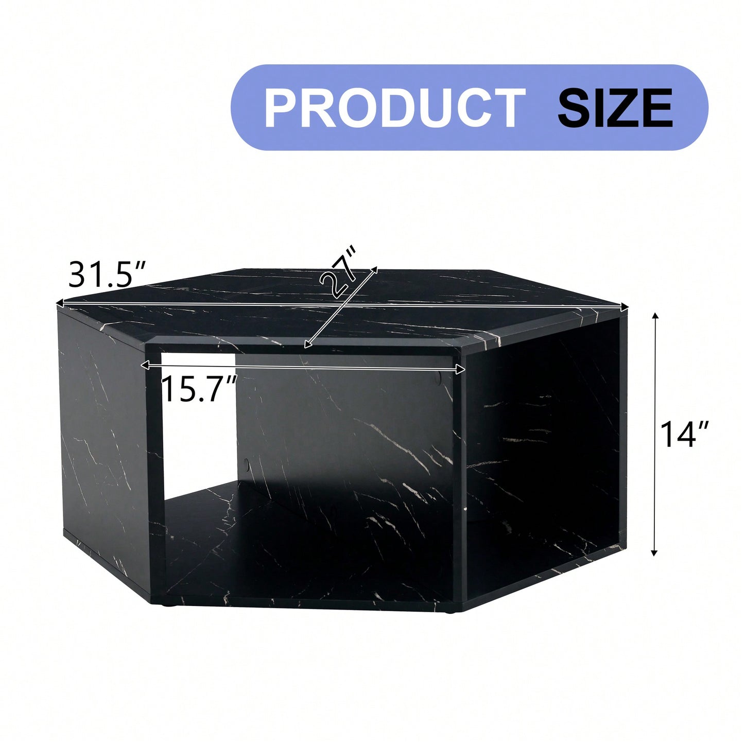 Hexagonal MDF Coffee Table With Unique Pattern Stickers And Multi-Hole Design For Enhanced Storage And Versatile Style