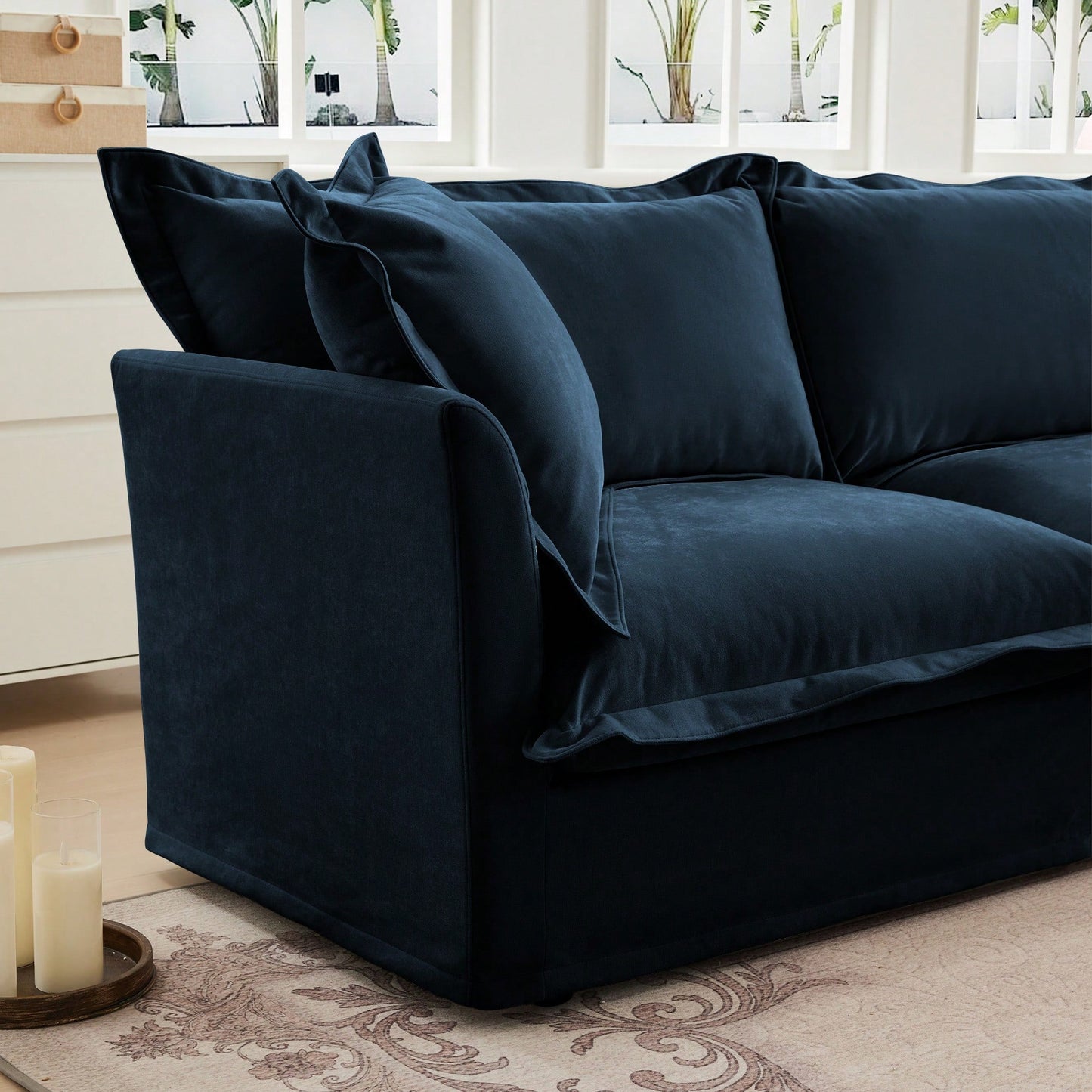 Plush Ottoman For Stylish Home Decor And Comfort Blue