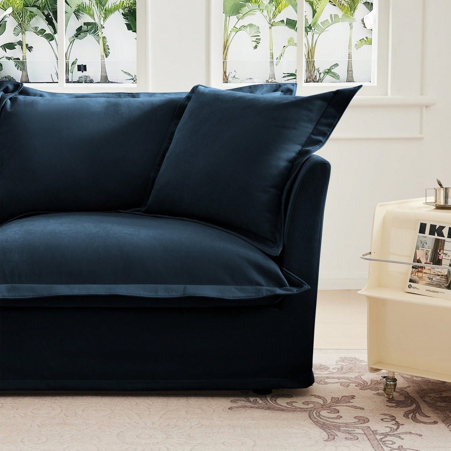 Plush Ottoman For Stylish Home Decor And Comfort Blue