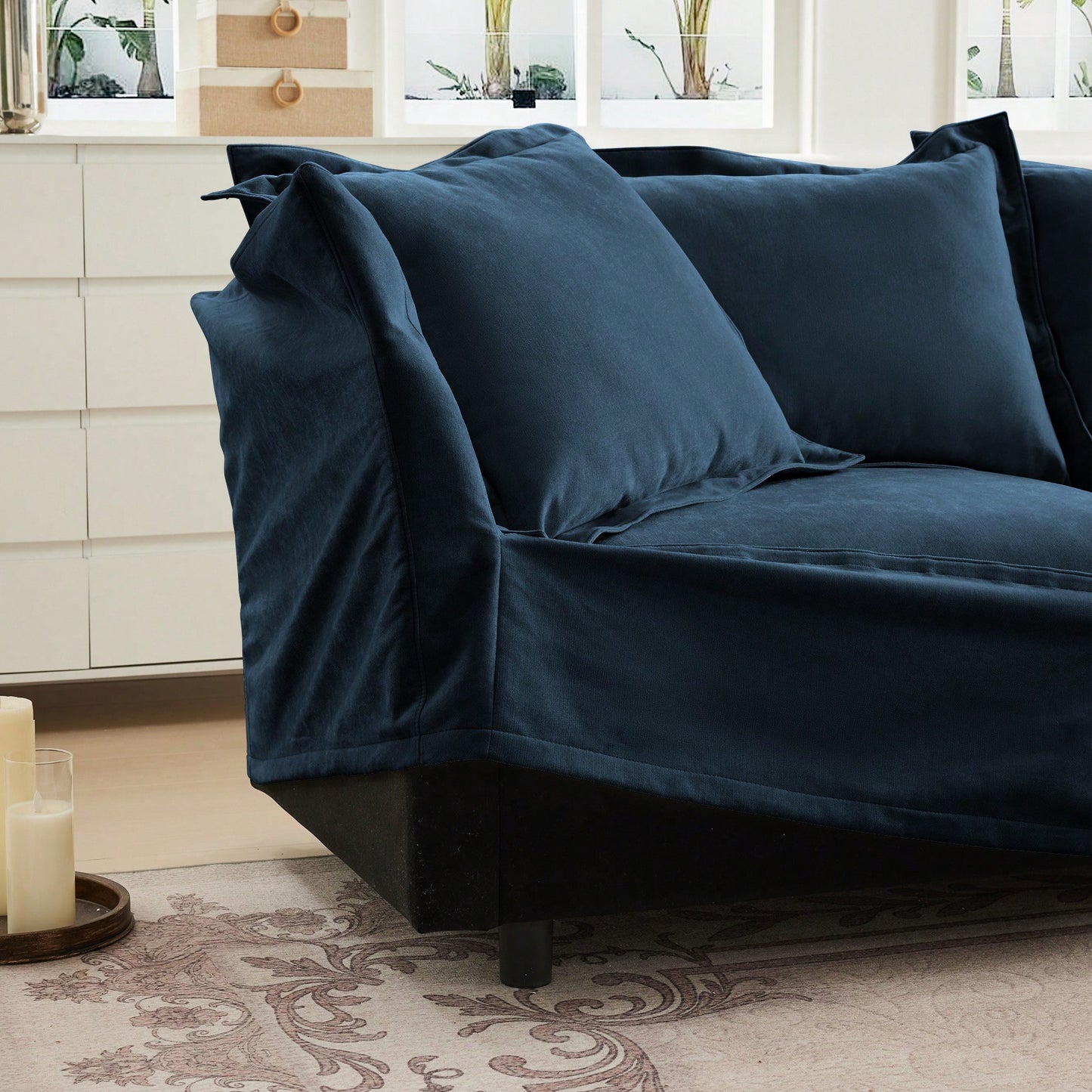 Plush Ottoman For Stylish Home Decor And Comfort Blue
