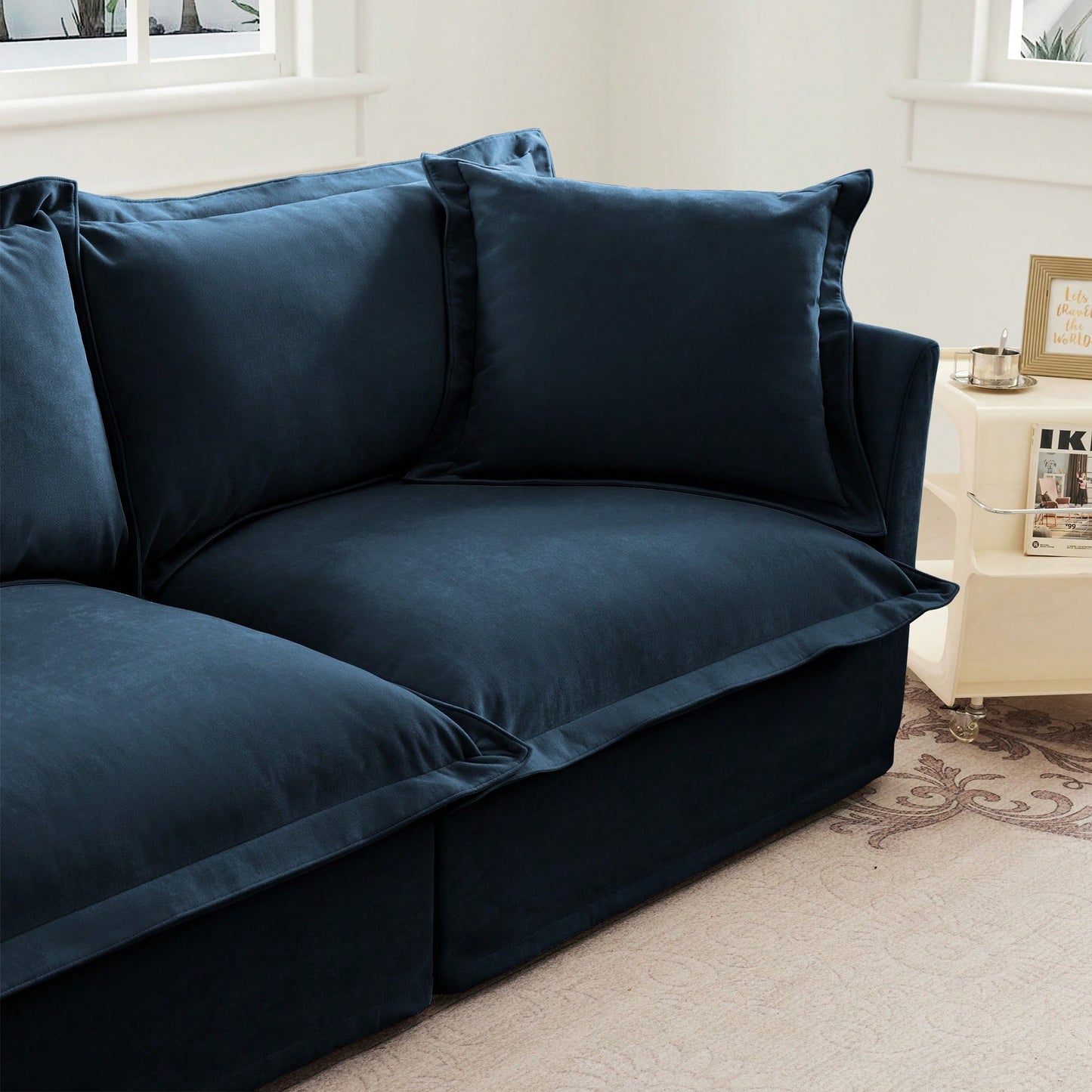 Plush Ottoman For Stylish Home Decor And Comfort Blue