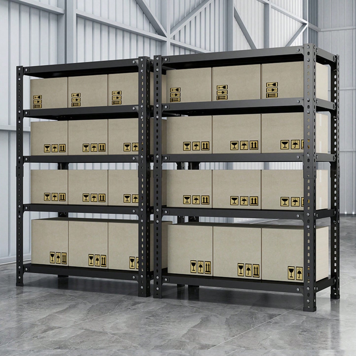 Adjustable Carbon Steel Storage Rack For Home And Basement, 5-Tier Display Shelf, 120cm X 40cm X 180cm, Black