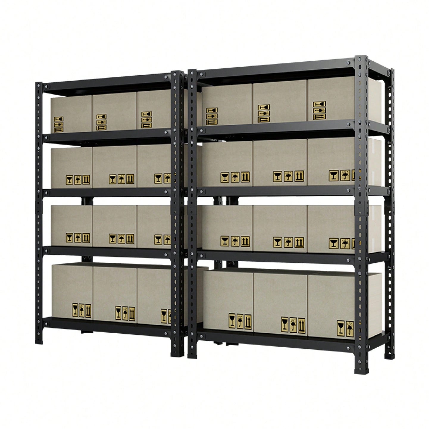Adjustable Carbon Steel Storage Rack For Home And Basement, 5-Tier Display Shelf, 120cm X 40cm X 180cm, Black