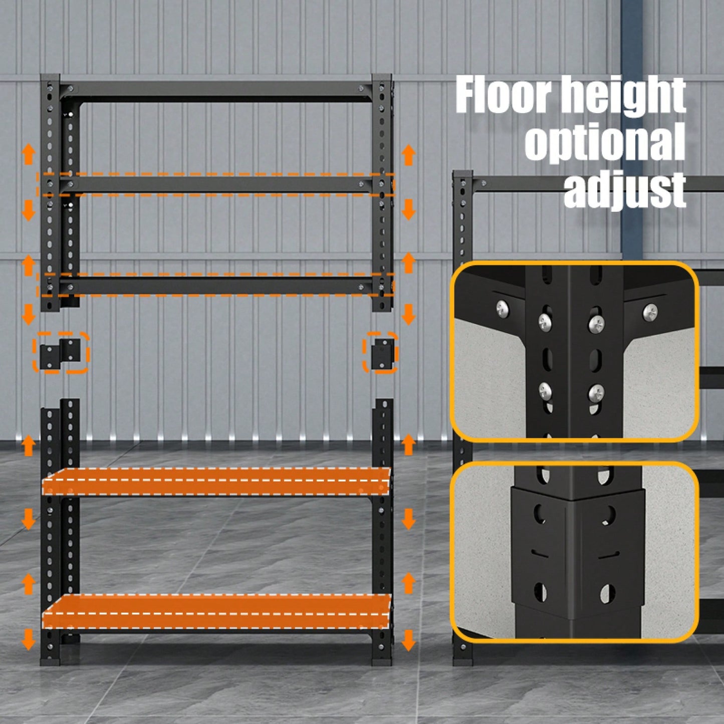 Adjustable Carbon Steel Storage Rack For Home And Basement, 5-Tier Display Shelf, 120cm X 40cm X 180cm, Black