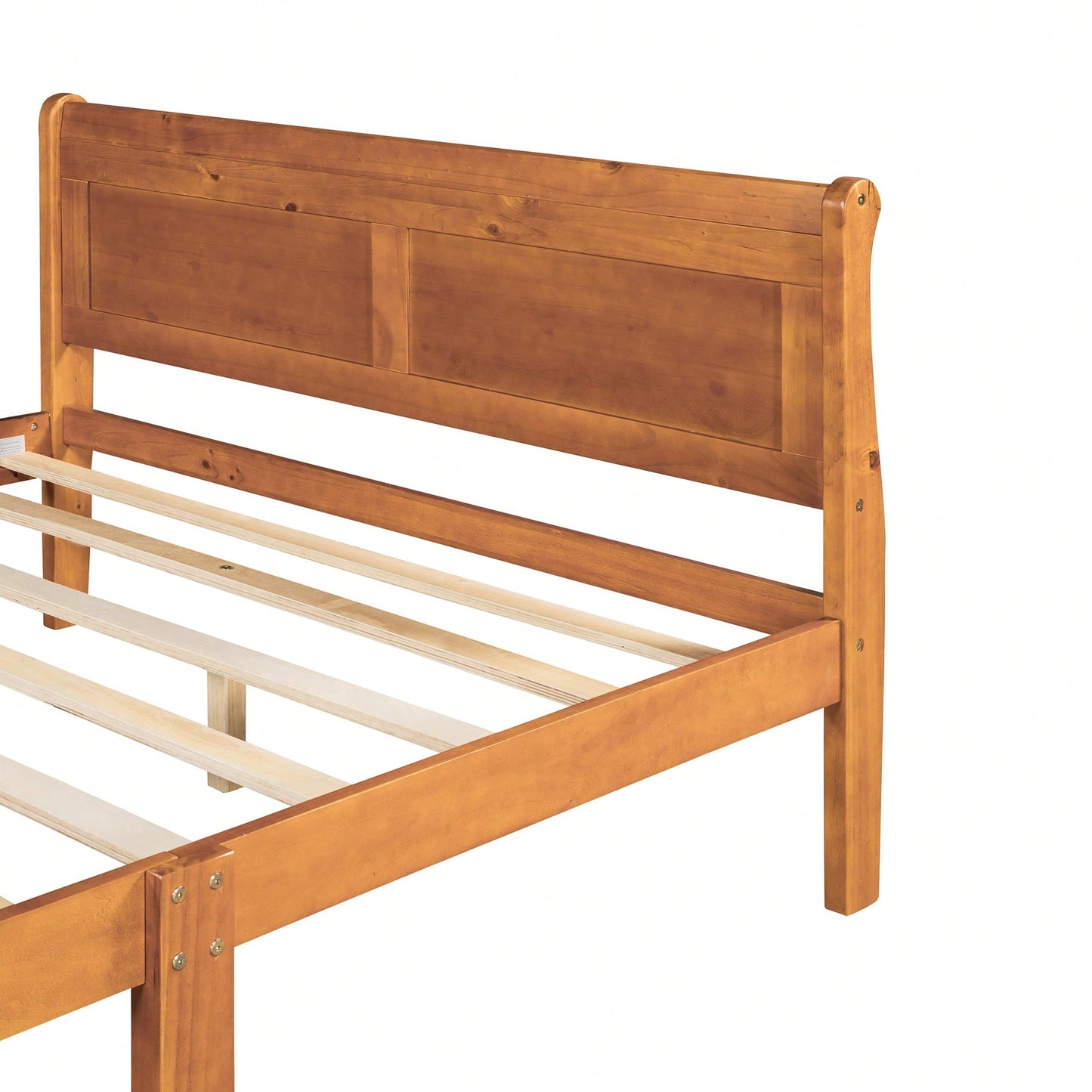 Elegant Full Size Wooden Platform Bed With Headboard And Sturdy Slat Support In Oak Finish