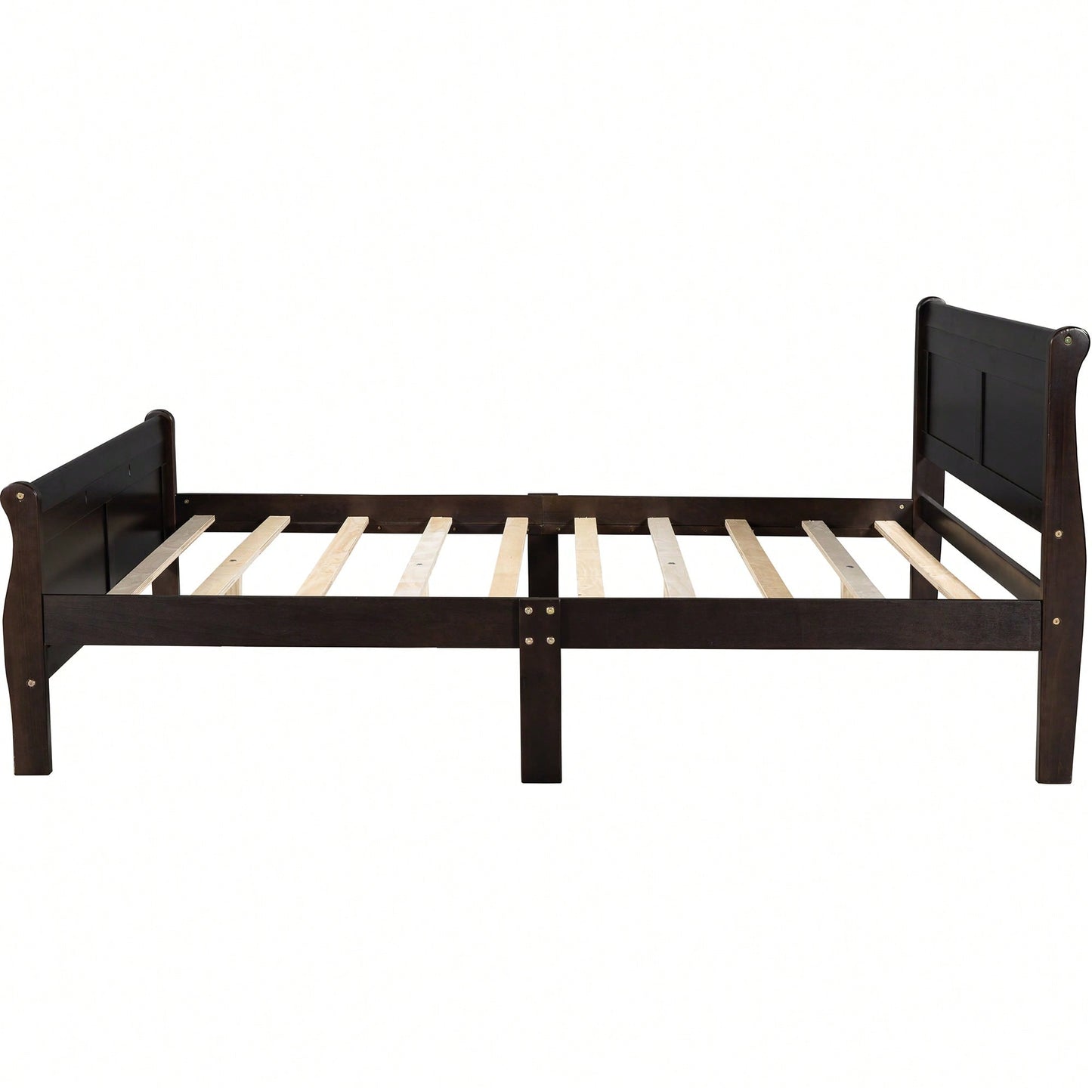 Elegant Oak Queen Size Wood Platform Bed With Headboard And Sturdy Slat Support